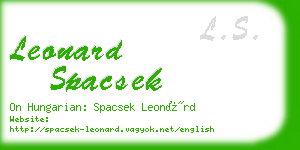 leonard spacsek business card